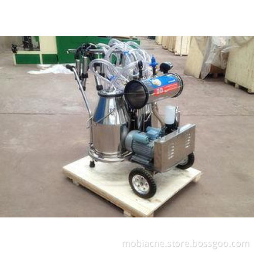 Two Buckets Mobile Milking Machine , Vacuum Pump Dairy Milk